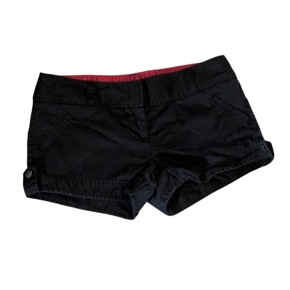 Guess Y2K Goth Dark Coquette Low Rise Stretch Chino Shorts Black, Size 29